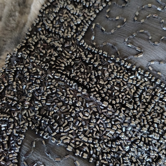 Laurence Kazar Black Beaded Cocktail Jacket VIntage Silk M - Picture 8 of 14